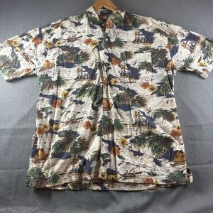 Britches Great Outdoors Hawaiian Short Sleeve Button Up Shirt Cotton Men Large